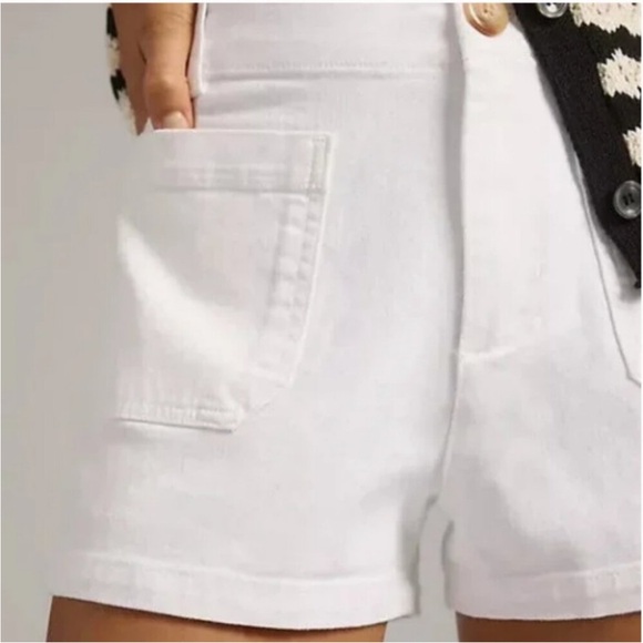 Anthro Maeve The Colette Linen Blend High Rise Magic Fabric White Shorts Size 25 - Picture 6 of 16